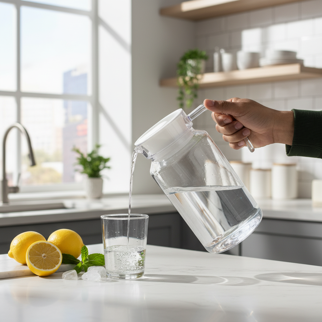 Premium Clear Acrylic Water Jug with White Lid | 20cm |