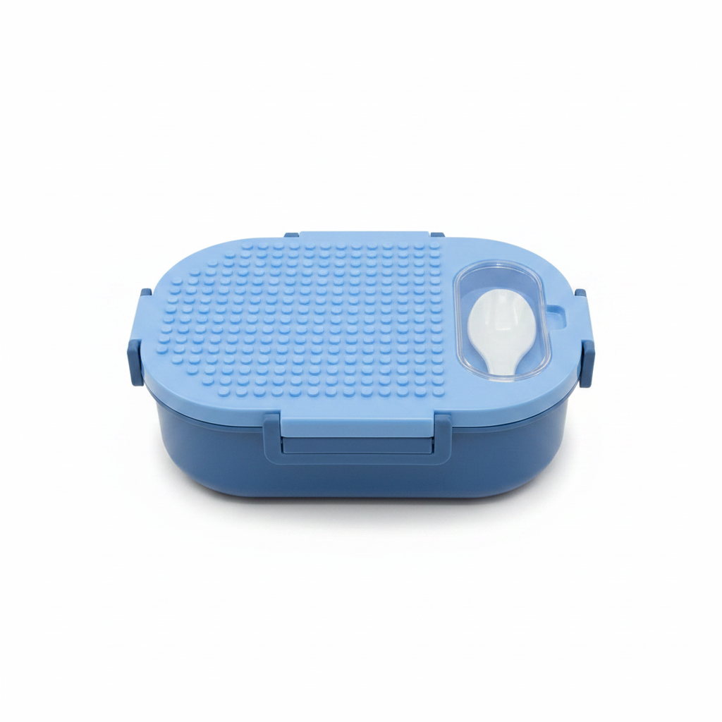 SBC Blue  2-Section Lunch Box with Spoon –  23×16cm