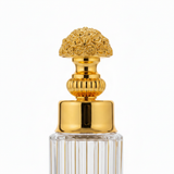 Mayflower Ribbed Crystal Glass Perfume Bottle with Ornate Gold Metal Base — 250ml
