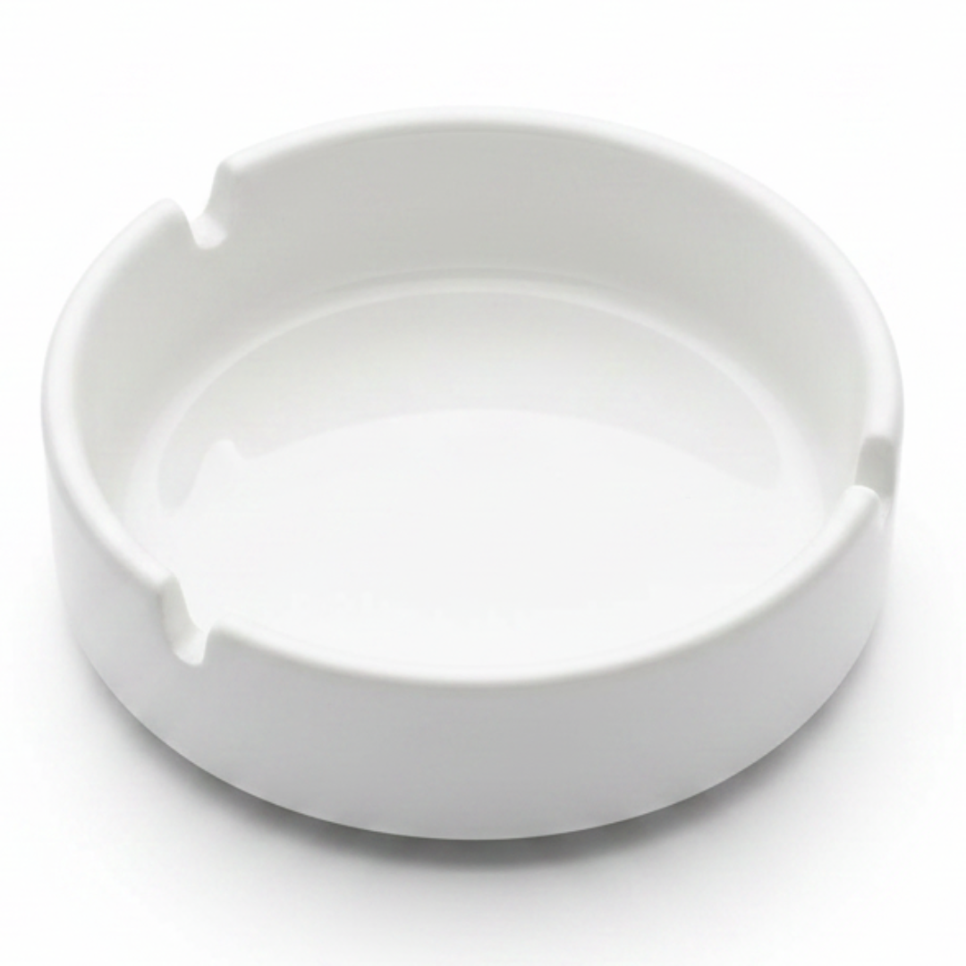 Royalford Premium White Ceramic Ashtray – 4-Inch