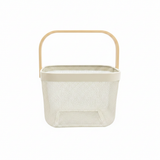 Lizhi Metal Mesh Basket with Wooden Handle — 18×24cm - Pink / Grey / Light Green / Cream