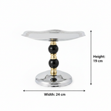 Black & Gold Footed Silver Metal Candy Tray - 19×24cm