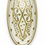 Slama White & Olive Gold Ceramic Oval Plate - 20cm