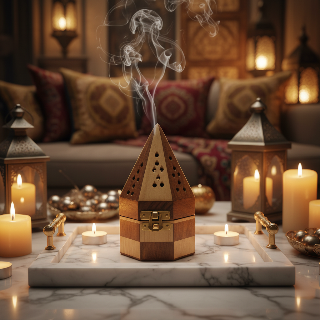 Wooden Pyramid Incense Burner Box - 15×9 cm