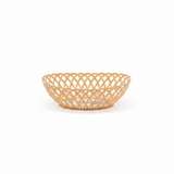Exclusive Plastic Cane-Style Woven Design Oval Basket - 30×22 cm - Beige / Brown / White