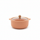 Nordic Luxury Terracotta Ceramic Bowl with Glass Lid - 1.1 Litre