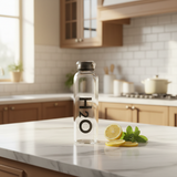 Orchid Bord Clear Glass Water Bottle 500ml – Stylish H2O Hydration Bottle with Leak-Proof Lid | Black / White |