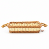Wire Decorative Basket with Beaded Handles | 30×20cm | Natural & Ivory Two-Tone