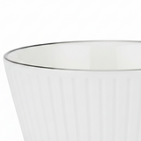Spanis Home White Ceramic Ribbed Bowl with Silver Rim – 5 Inch