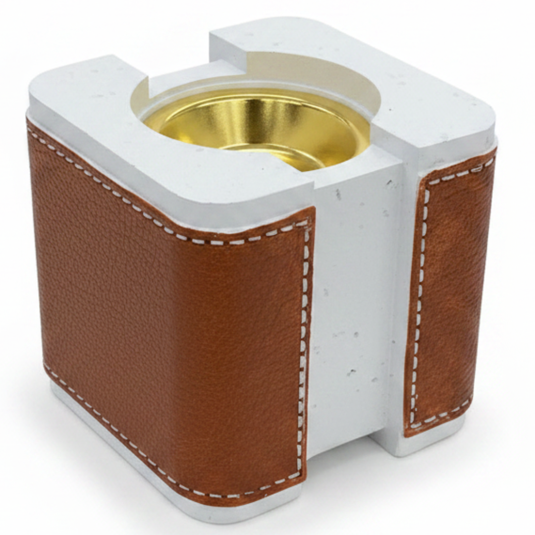 White & Brown Chalk Incense Burner | Square Mabkhara | 10×10 cm