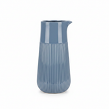 Ribbed Ceramic Pitcher Vase - 28×9cm - Mauve / Dusty Blue
