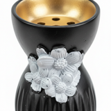 Black & White Chalk Incense Burner - 10×6cm