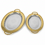 Filsco 2-Piece Golden Oval Serving Tray Set | Stainless Steel | 38×27cm & 46×32cm