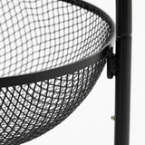 Black Metal 4-Tier Mesh Basket Stand with Wheels – 100cm