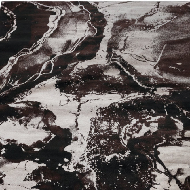 Kirstal Brown & White Polyester Abstract Marble Carpet Made in Turkey - 300 x 400 cm