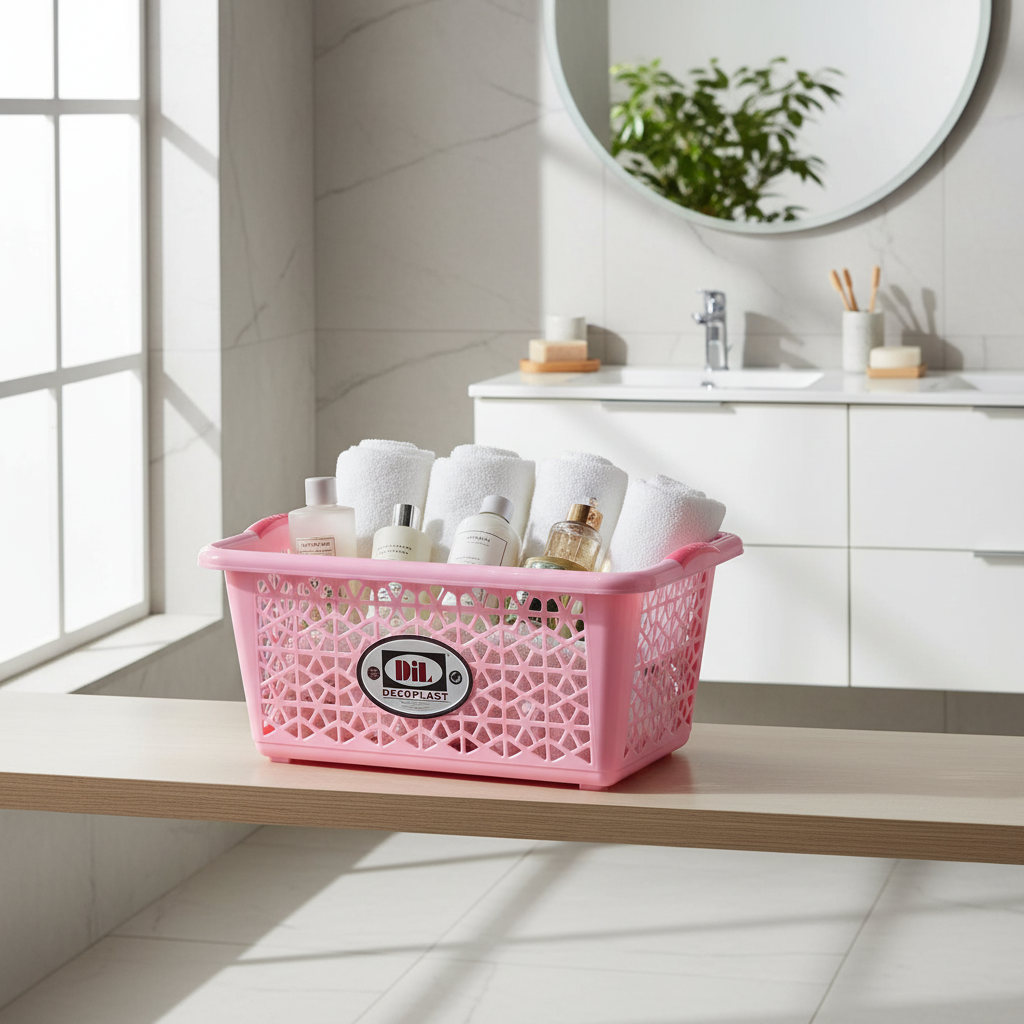 Decoplast Tulip Plastic Storage Basket – 52 × 42 × 22 cm