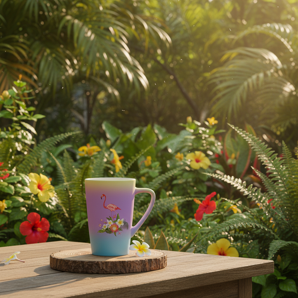 Rainbow Ombre Gradient Flamingo Tropical Ceramic Mug – 400ml