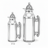 Mahra Vacuum Flask Set | 1L + 0.7L | Silver with Gold & Magnolia
