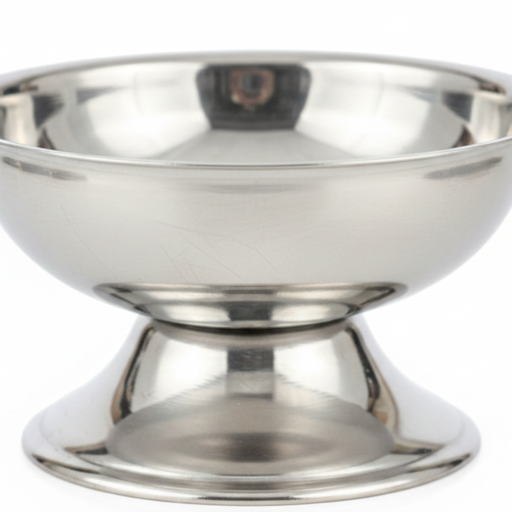 Silver Stainless Steel Ice Cream Cup with Pedestal Base – 10×5 cm