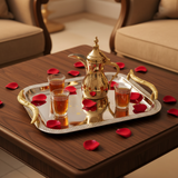 Maximan Luxury Silver & Gold Stainless Steel Serving Tray with Handles | 28.5 × 19 cm |