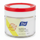 Titiz Fourlines Borosilicate Glass Storage Jar with Non-Spill Airtight Plastic Lid – 300ml | Green / Blue / Red / Black