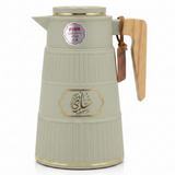 Germax Vacuum Flask 1 Litre | Insulated Arabic Thermos with Wooden Handle – Brown / Sage Grey / Cream