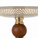 Brown & Gold Footed Cream Metal Candy Tray - 20×25 cm