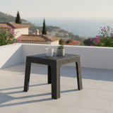 Rattan-Style Plastic Coffee Table - 43×42cm - Black / White