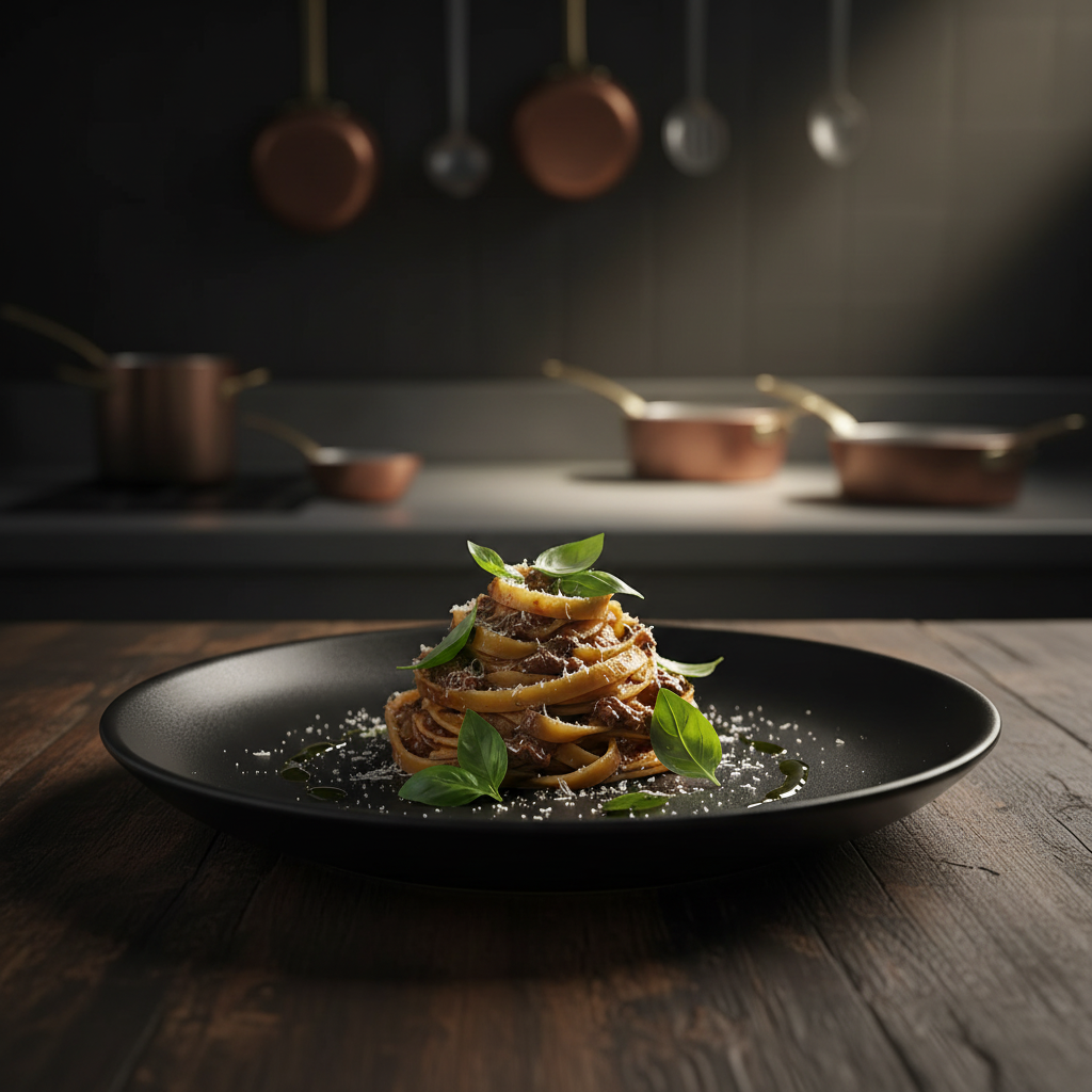 Black Matte Round Ceramic Deep Plate 28.5cm
