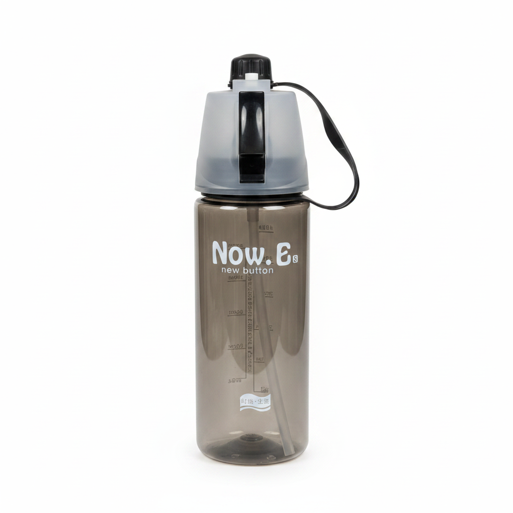 Now.B Button Spray Mist Sports Water Bottle – 600ml - Pink / Green / Black