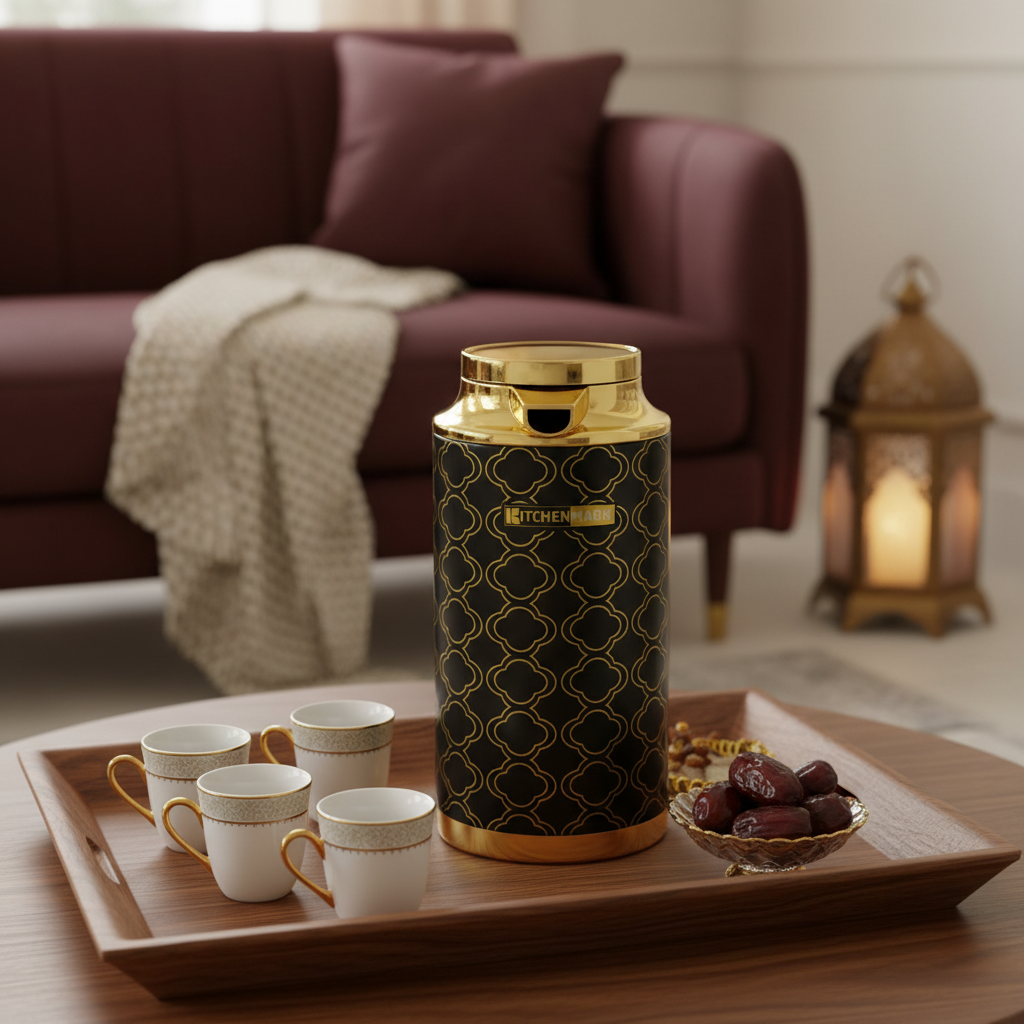 Kitchenmark Black & Gold Vacuum Flask -  1 Litre / 1.3 Litre / 1.6 Litre