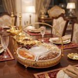 AKDC Gold Candy Tray with 3 Sections and Bowl Luxury Serving Set for Snacks Sweets and Dry Fruits 35 cm