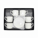 2PCS Ceramic Cup & Saucer Set – 6 Cups & 6 Saucers | Classic White