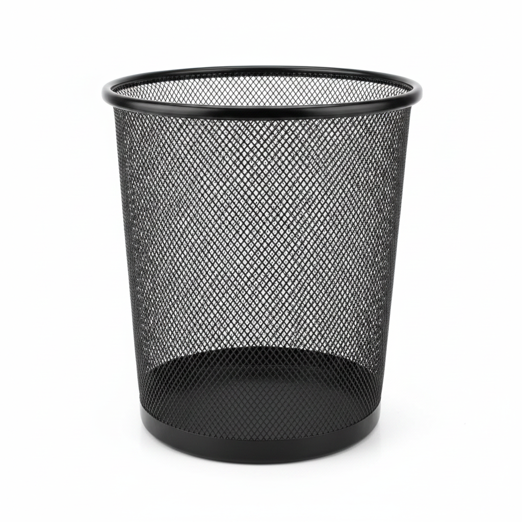 Black Metal Mesh Dustbin - 28×26 cm