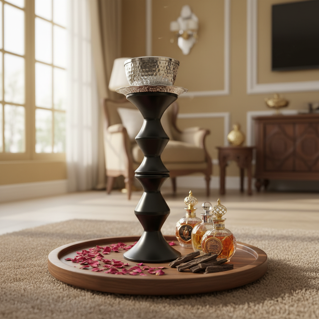 Luxury Arabic Mabkhara | Black & Silver Metal Incense Burner Stand | 40cm | Bakhoor & Oud Holder