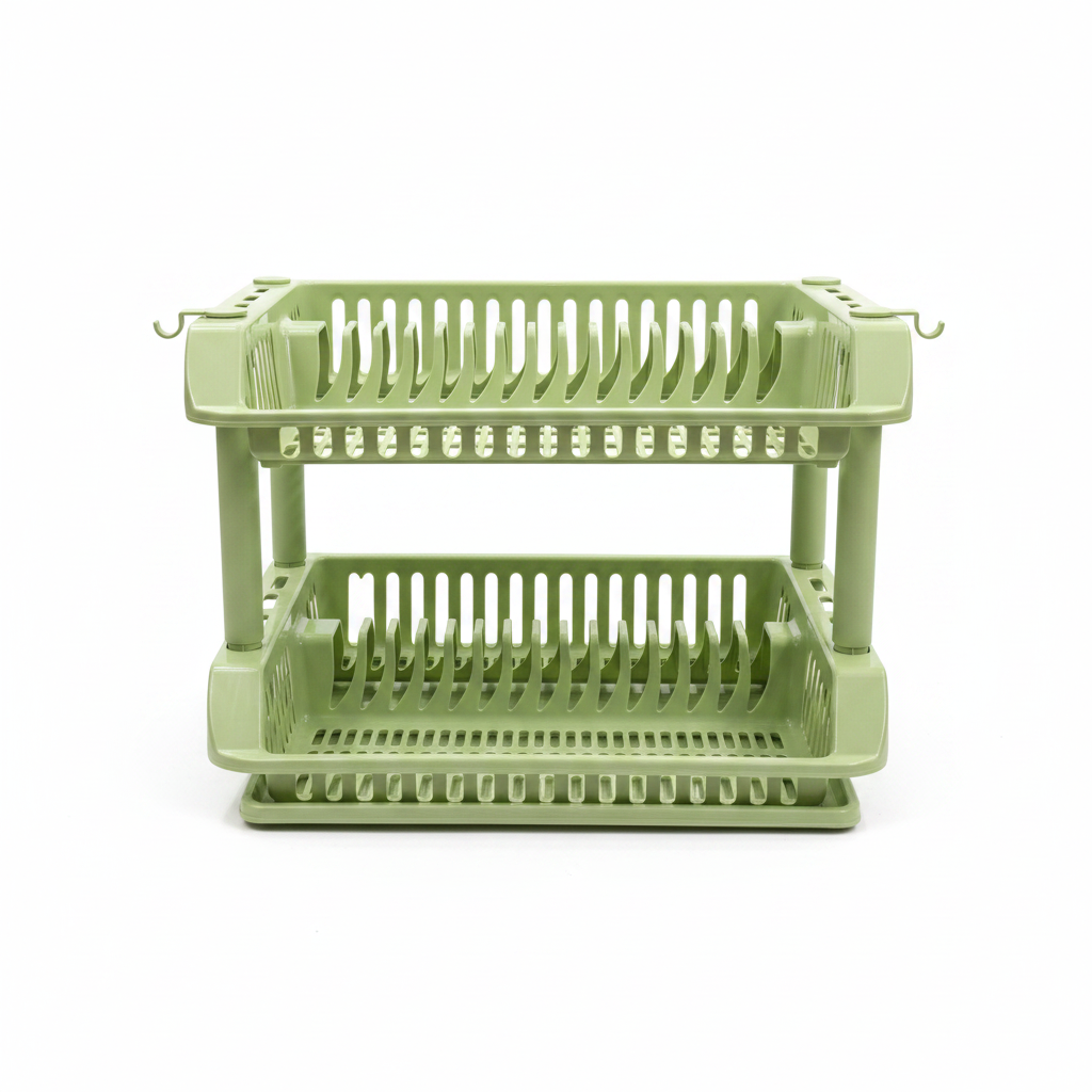 Phoenix Light Green 2-Layer Dish Drying Rack – 36×52×36cm