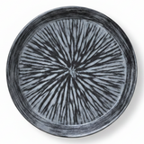 Elegant Grey & Black Ceramic Round Plate 20cm | Starburst Radial Design