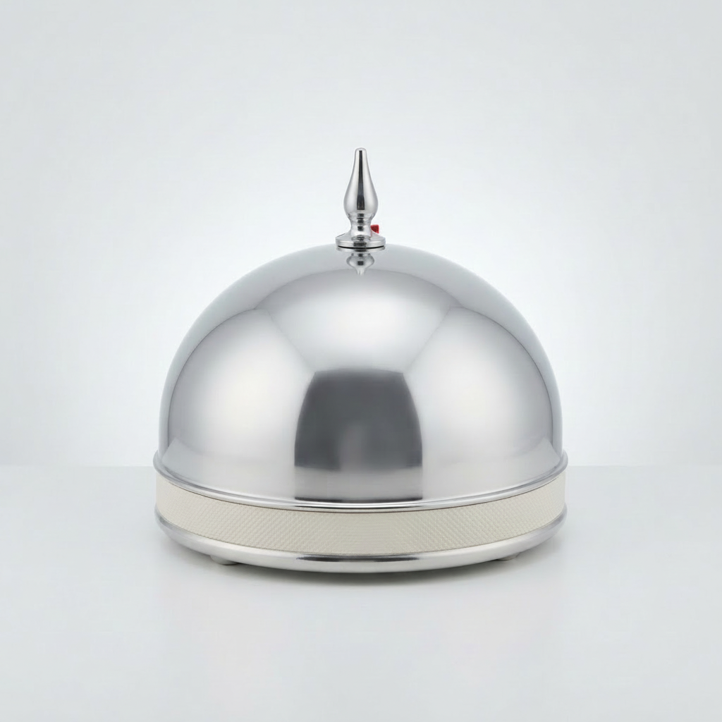 Silver Steel Bowl with Dome Lid - 20×20 cm