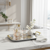Maximan Premium Silver & Gold Stainless Steel Serving Tray with Handles — 40×29 cm
