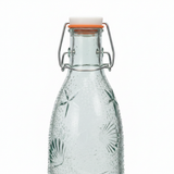 Embossed Botanical Glass Bottle with Swing-Top Lid — 800ml