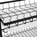 Black Metal & White Plastic 3-Tier Dish Drying Rack - 55×40×25 cm
