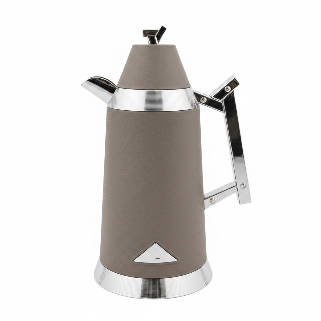 Red Home Dallah Vacuum Flask – Brown & Silver – 1L + 1L Set