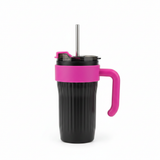 Black & Pink Plastic Travel Bottle with Straw – 900ml