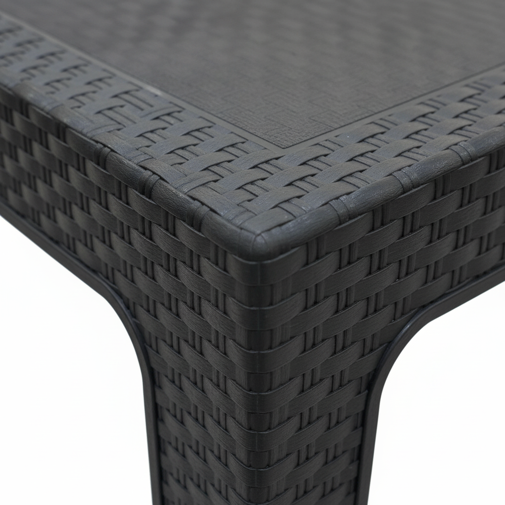 Rattan-Style Plastic Coffee Table - 43×42cm - Black / White
