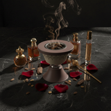 Metal Incense Burner – Mabkhara | 12cm | Arabic Bakhoor Holder | Rose Gold & Green |