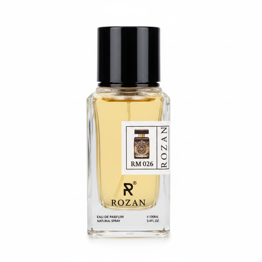 روزان RM 026 او دو بارفان 100 مل – عطر فاخر للجنسين بالزعفران والعود والباتشولي | بخاخ طبيعي | نسخة مستوحاة |