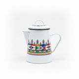 Velvet White Enamel Kettle with Traditional Print – 1.8 Ltr