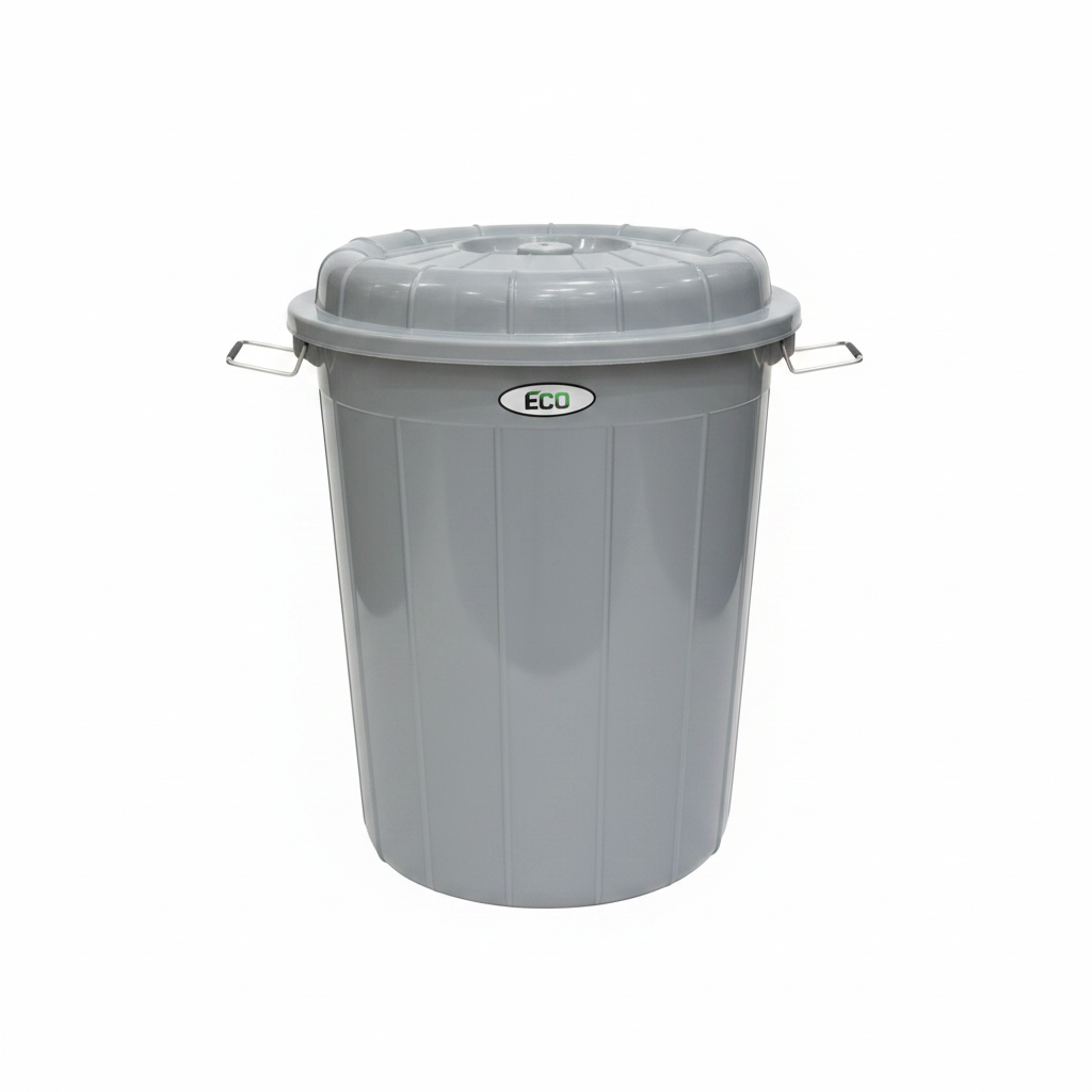 Esqube ECO Plastic Drum with Lid – 40 Litre -  Grey / Cream