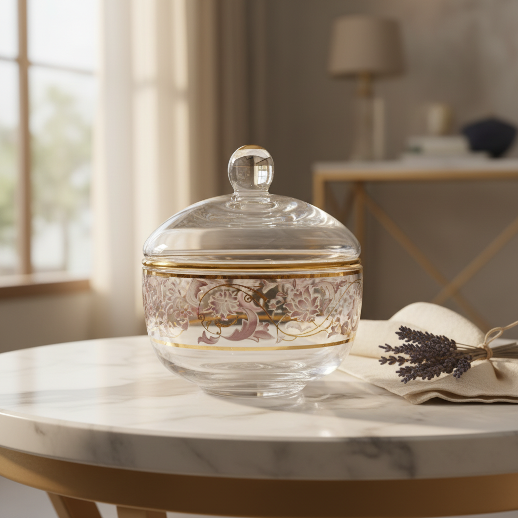 Almarjan Glass Sugar Pot with Lid - 200ml
