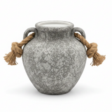 Grey Ceramic Vase with Jute Rope Handles | Speckled Stone Finish | Luxury Home Décor | 20cm